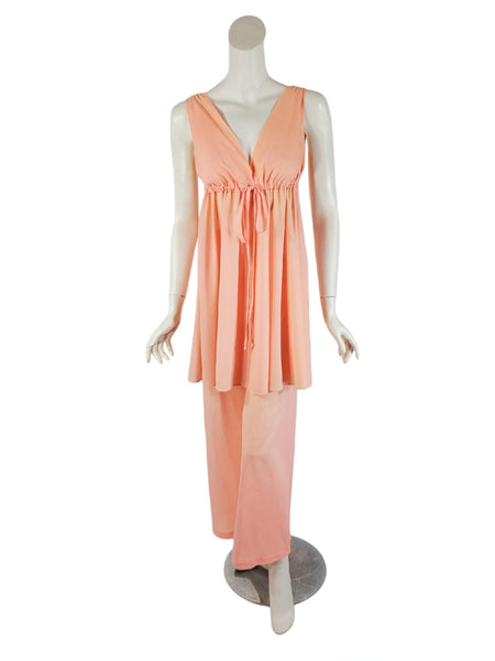 60s Lounging PJs in Peach Nylon