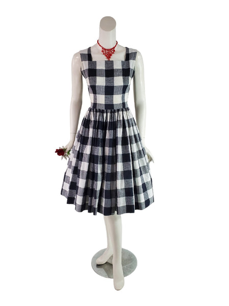 50s/60s B&W Gingham Dress