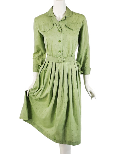 1950s/1960s Green Shirtwaist Dress