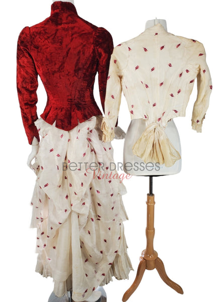 Antique Victorian Bustle Dress With Two Bodices
