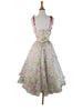 50s Watercolor Silk Full-Skirt Party Dress AS IS