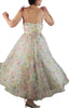 Vintage 50s watercolor print silk party dress AS IS - back view on person