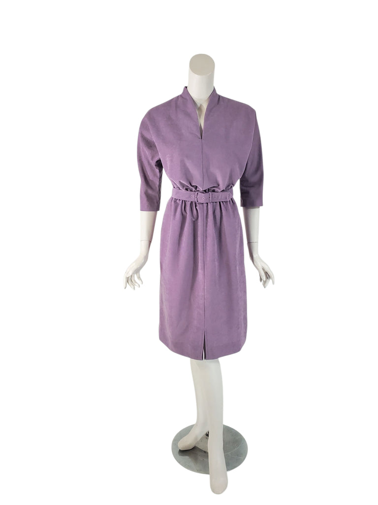 1970s or early 1980s purple ultrasuede dress - Front view