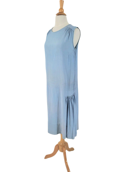 20s Blue Drop-Waist Sleeveless Shift Dress