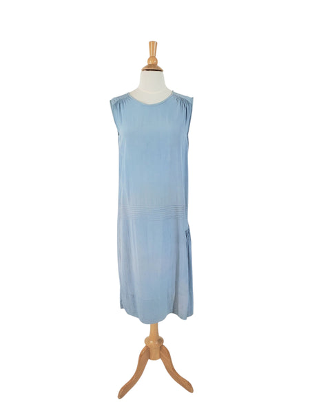 20s Blue Drop-Waist Sleeveless Shift Dress