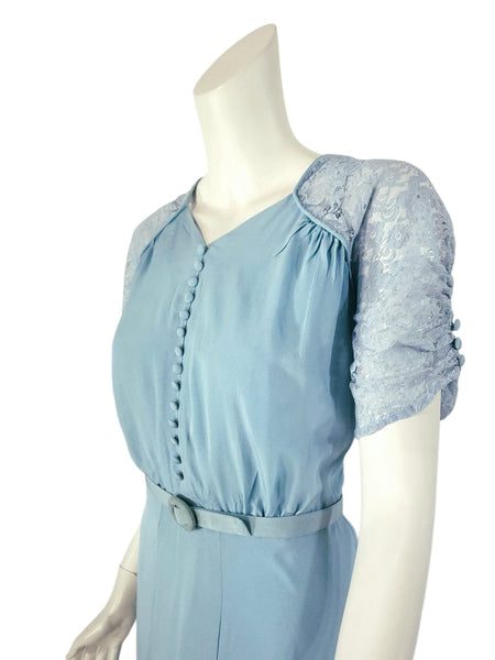 angle view of 30s dress showing sleeve detail