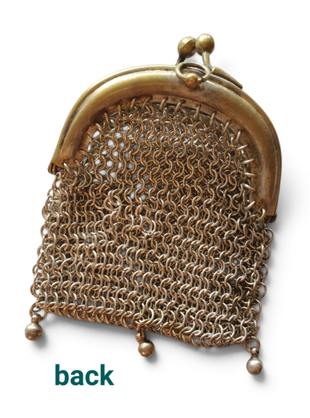 back of antique chainmail coin purse
