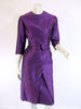 Mimi Fendler purple silk wiggle sheath dress front view. BDV