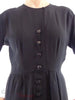 40/50s Black Rayon Dress - bodice close view