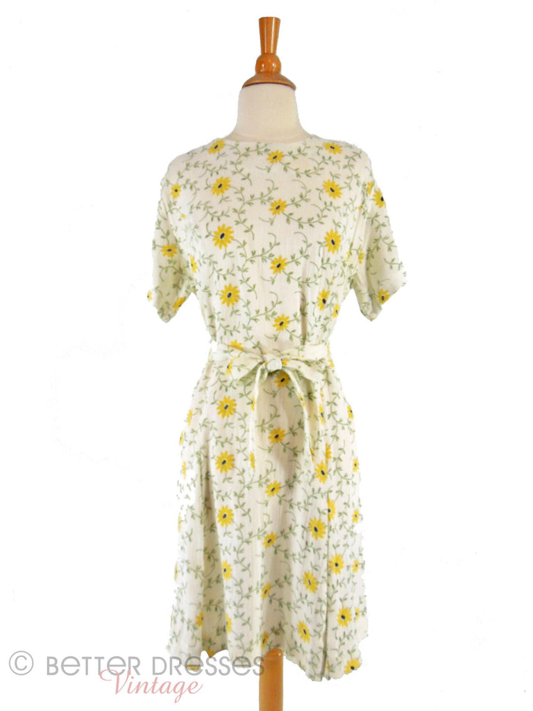 60s Daisy Scooter Belted Shift Dress - front
