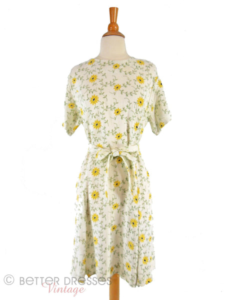 60s Daisy Scooter Belted Shift Dress - front