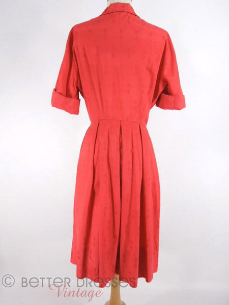 50s/60s Red Shirtwaist at Better Dresses Vintage - back view
