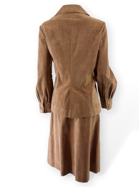70s Ultrasuede Skirt Suit - med, lg