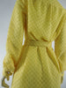 Vintage 70s Ann Murray Yellow Lace Coat Dress at Better Dresses Vintage. back close