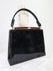 Sac à main à cadre verni noir des années 50/60