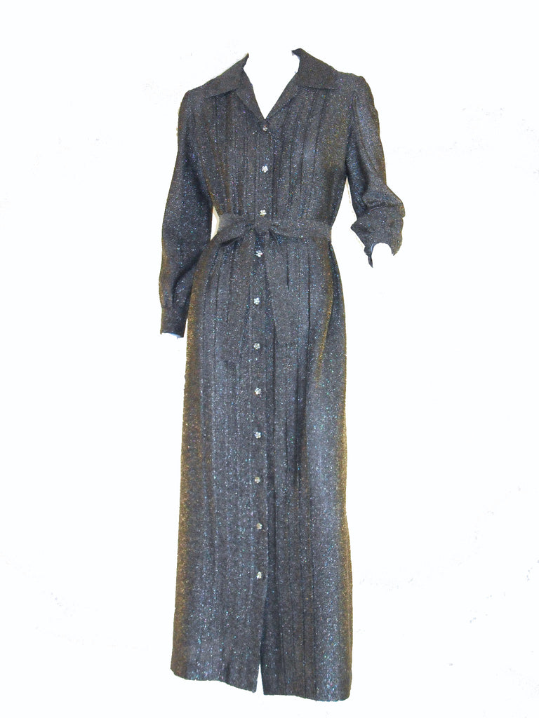 70s Silver Maxi Dress - med
