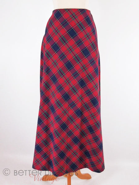 70s Plaid A Line Midi Skirt - close view