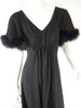 70s Black Marabou Trim Hostess Dress