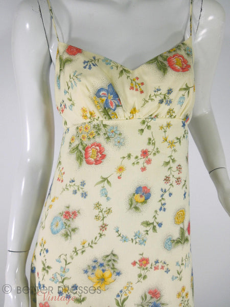 70s Priscilla of Boston floral maxi dress at Better Dresses Vintage. close view