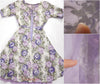 50s/60s Party Dress in Purple Floral - interior and flaws