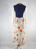 70s Navy & Floral Cotton Maxi Dress - back
