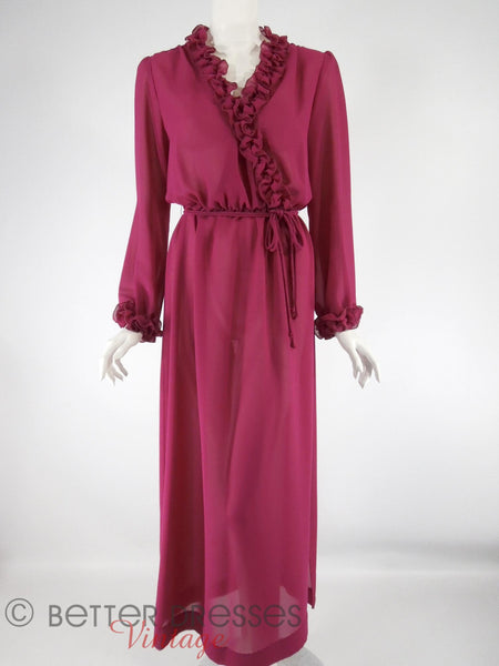 70s/80s Ruffle Cross-Front Dress - full view