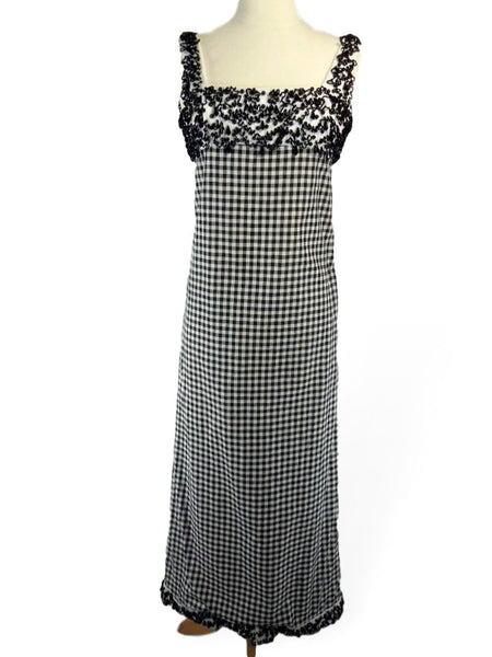 Robe longue Mod Gingham des années 60 avec perles