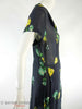 1930s to 40s black rayon day dress with yellow and green roses at Better Dresses Vintage. Right side view.