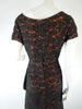50s/60s Black Lace Over Orange Wiggle Dress