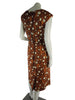 50s or 60s Brown Slim Dress with White Floral