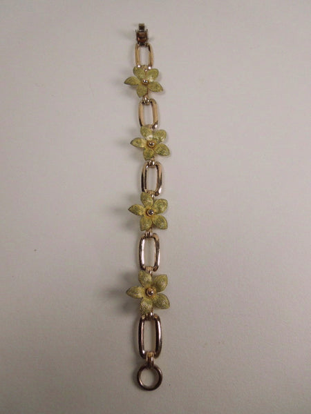 40s Art Deco Gold Flowers Bracelet by Krementz