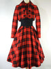 50s Red Plaid Dress & Jacket Mam'selle by Betty Carol
