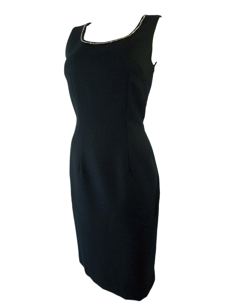50s/60s Black Dress With Rhinestone Neckline