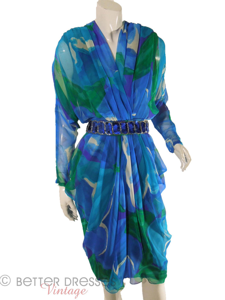 80s Silk Cocktail Dress - angle