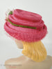 Chapeau de Paille Rose Fuchsia Années 50
