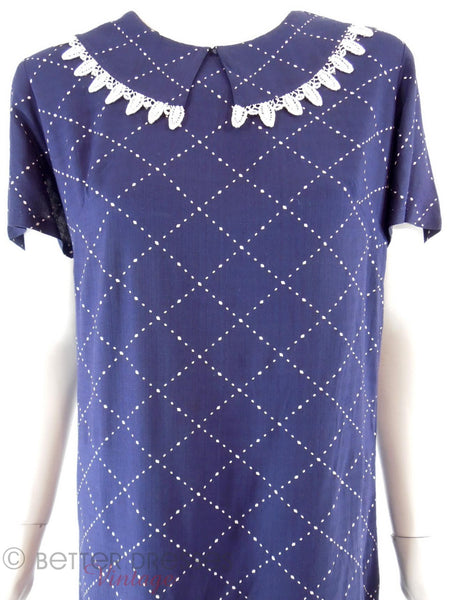 60s Navy Blue Shift - close