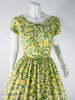50s Yellow & Green Cotton Dress at Better Dresses Vintage. close up