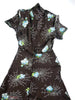40s Brown Rayon Spider Webs & Roses Dress