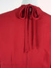 40s red rayon ruffle front dress at Better Dresses Vintage - ties at neck back