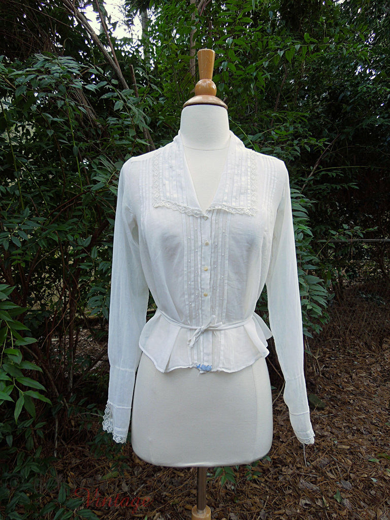 10s White Cotton Blouse - front view