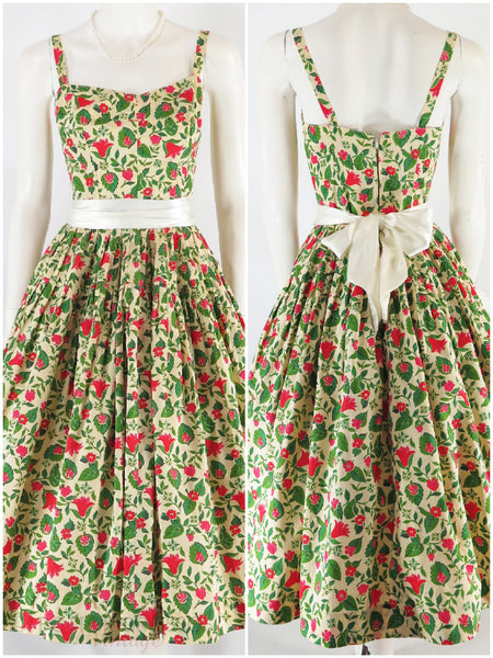 50s Full Skirt Sundress & Bolero Set - dress with sash