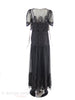 30s Black Lace Gown + Slip - full back view