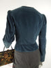 1970s Blue Velvet Peplum Jacket at Better Dresses Vintage. - back view