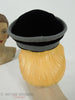 1950s Black & gray nautical beret hat by Cecille Lorraine at Better Dresses Vintage. Back view.