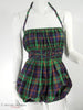40s Claire McCardell playsuit in blue plaid at Better Dresses Vintage. closer view