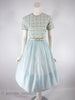 50s/60s Embroidered Light Blue Dress - with a belt