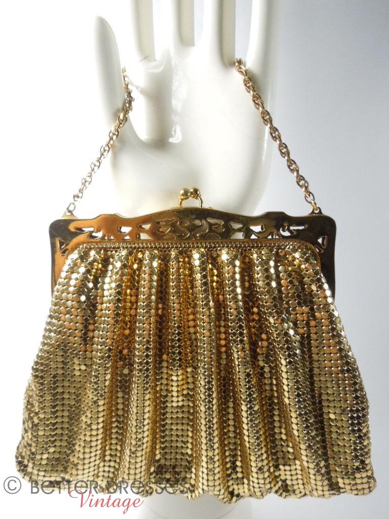 1940s Whiting & Davis Gold Metal Mesh Purse at Better Dresses Vintage