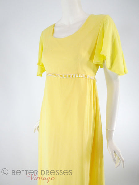 Maxi Dress Années 60 en Mousseline Jaune