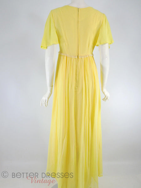 Maxi Dress Années 60 en Mousseline Jaune