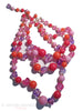 Collier de perles triple brin rose et violet des années 40